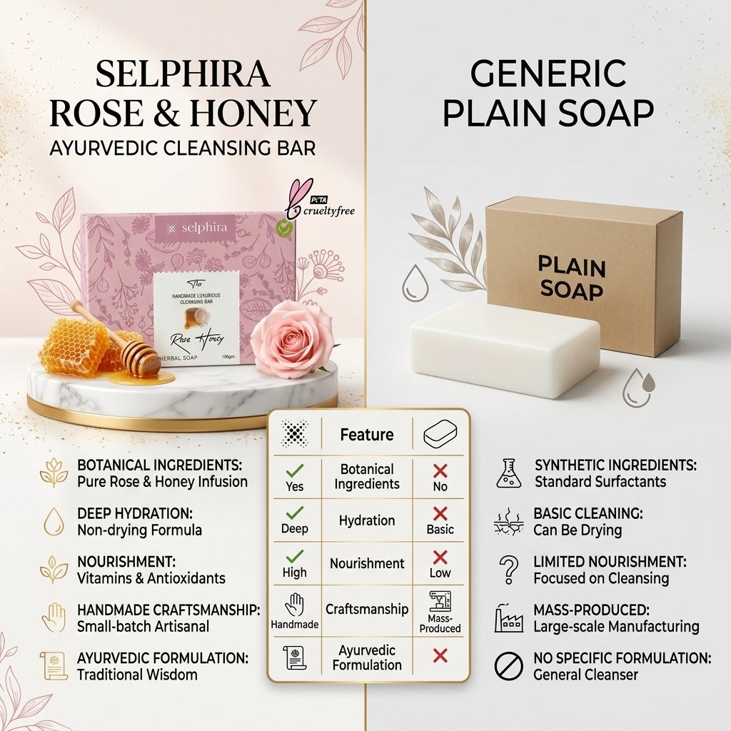 Selphira Rose Honey Ayurvedic Cleansing Bar | Herbal Soap