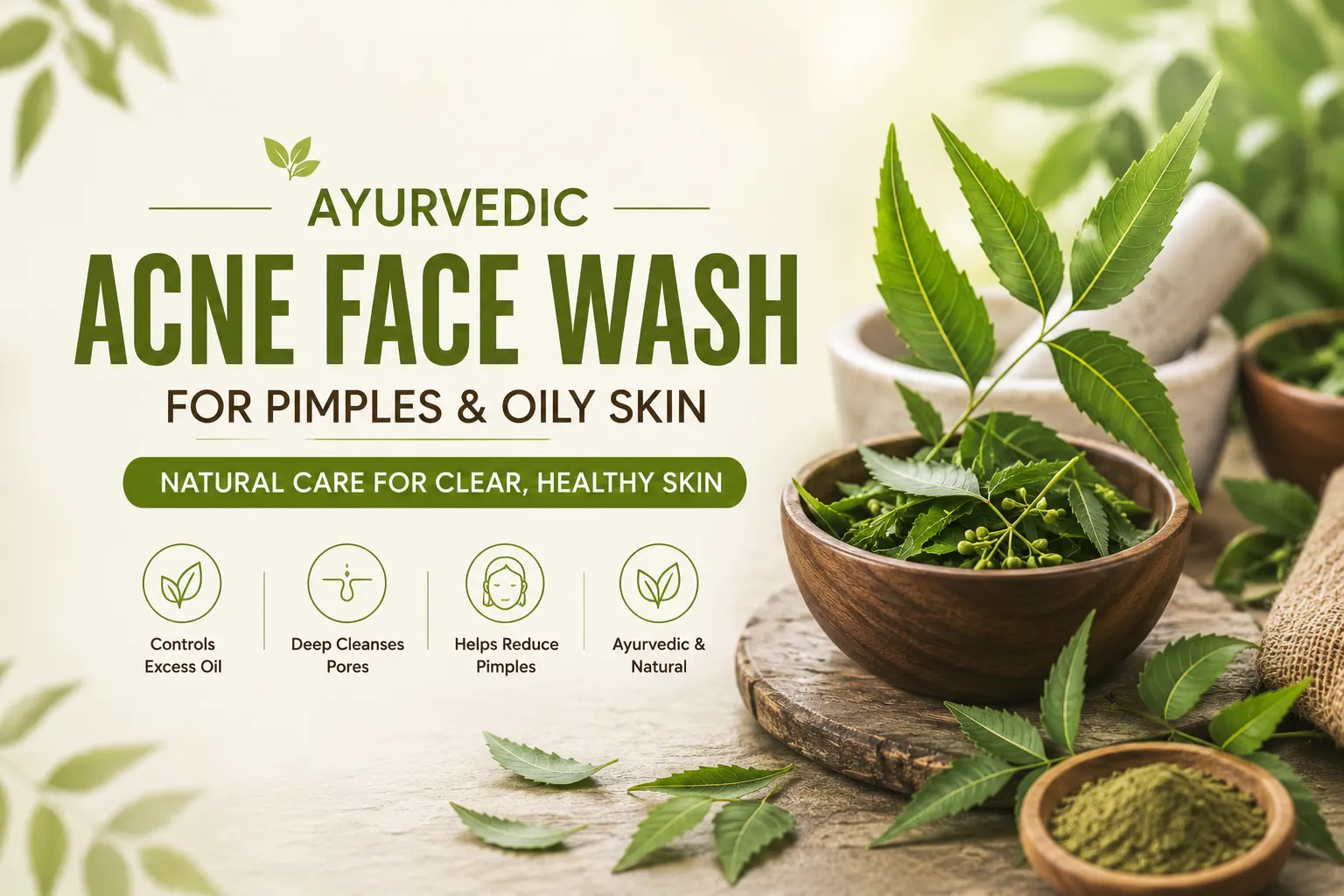 Ayurvedic Acne Face Wash for pimples and oily skin with natural neem and herbal ingredients for clear, healthy-looking skin.
