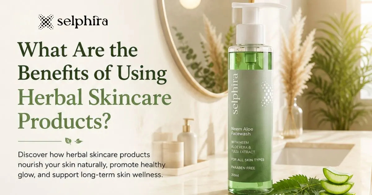 Benefits of herbal skincare products with natural ingredients like aloe vera, neem, turmeric, and rose for healthy glowing ski